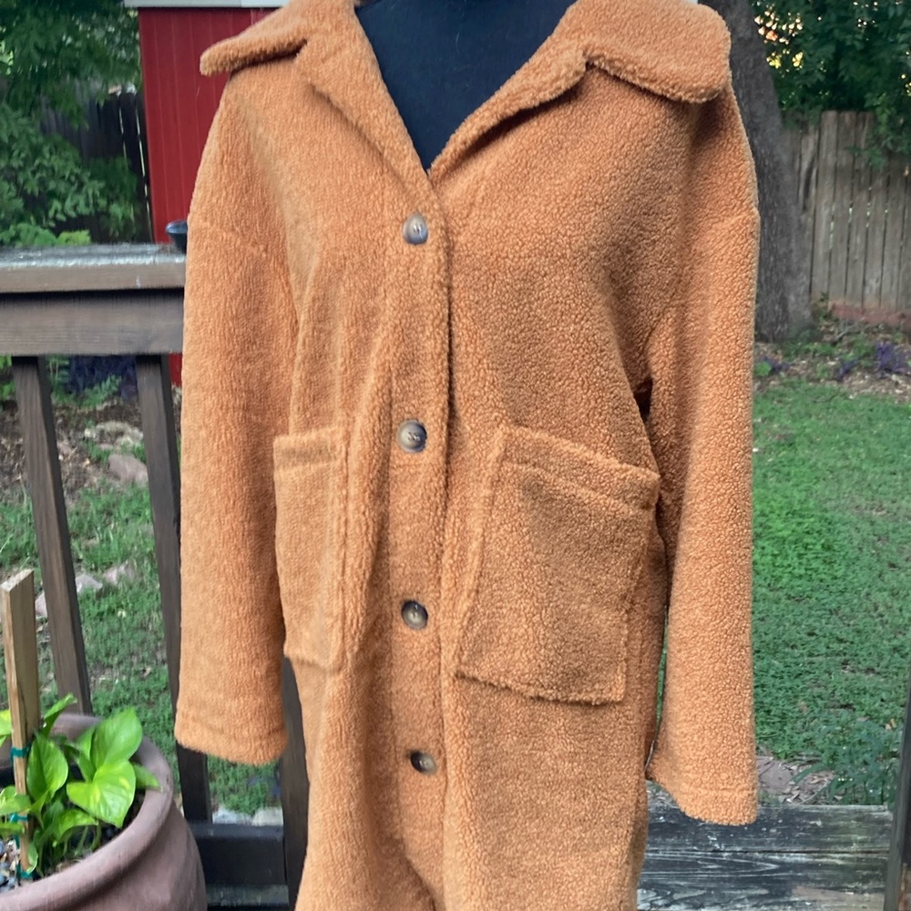 Womens Faux Shearling Trench in Beautiful Cokor Size M